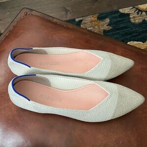 Rothy’s The Point Diamond Metallic flat. Size 10